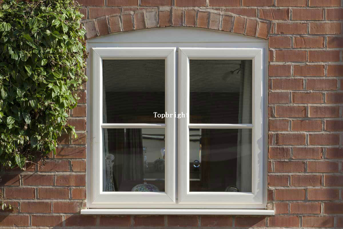 بولي كلوريد الفينيل الفينيل Low E Glass Gazed Plastic Frame Casement Window